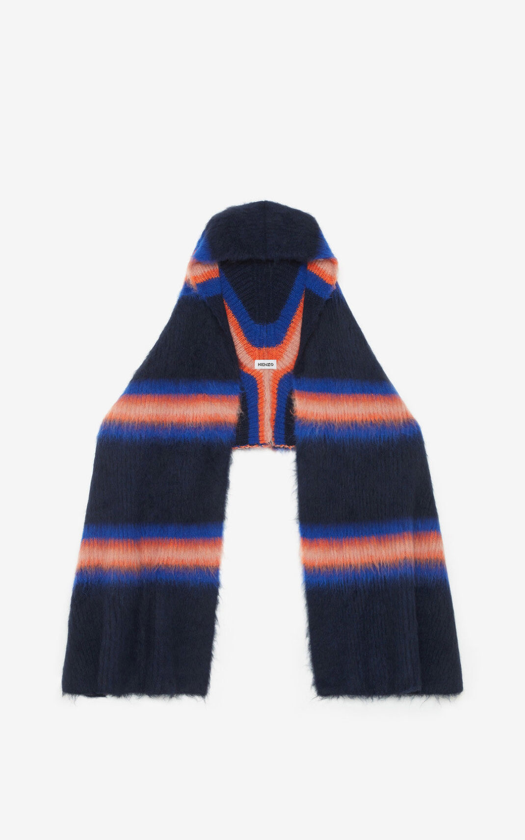 Echarpe Kenzo Femme Striped alpaca wool Bleu NIQFD-1302